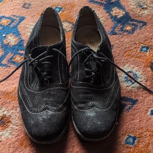 BEDSTÜ Men's Black Suede Wingtip Derby Shoes
